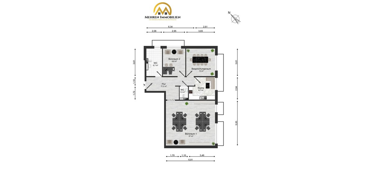 ***Untergeschoss-Büroeinheit – 3 helle Räume, flexibel nutzbar & modern ausgestattet*** - Gewerbeobjekt Hochheim am Main | Angebot:27003389