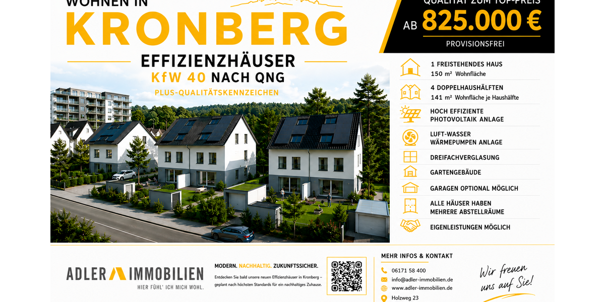 Familienglück! Doppelhaushälfte in Kronberg-Oberhöchstadt– Energieeffizienter Neubau - Einfamilienhaus Kronberg | Angebot:26939338