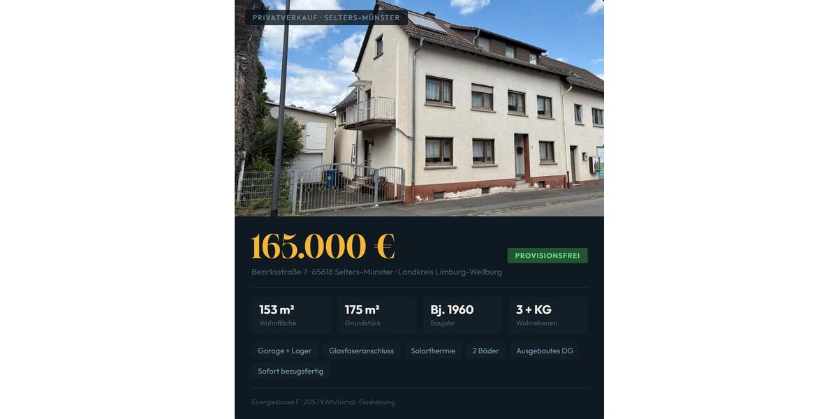 Einfamilienhaus Selters (Taunus) - 5 Zimmer, 153 m&sup2;, 165.000&euro; | Angebot:26918827