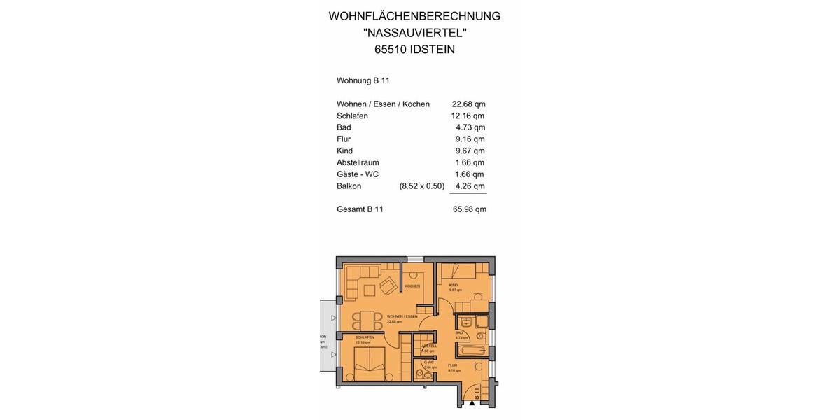 Etagenwohnung Idstein - 3 Zimmer, 66 m&sup2;, 249.500&euro; | Angebot:26256488