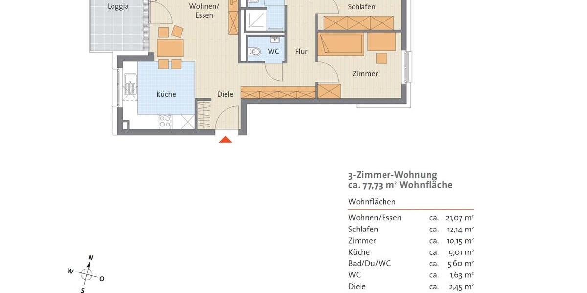 Etagenwohnung Frankfurt am Main Bockenheim - 3 Zimmer, 78 m&sup2;, 550.000&euro; | Angebot:27457396