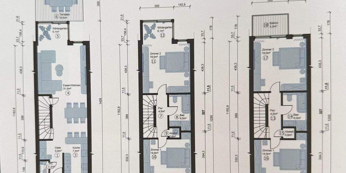 Reihenmittelhaus Frankfurt am Main Niederrad - 5 Zimmer, 150 m&sup2;, 979.400&euro; | Angebot:24100810