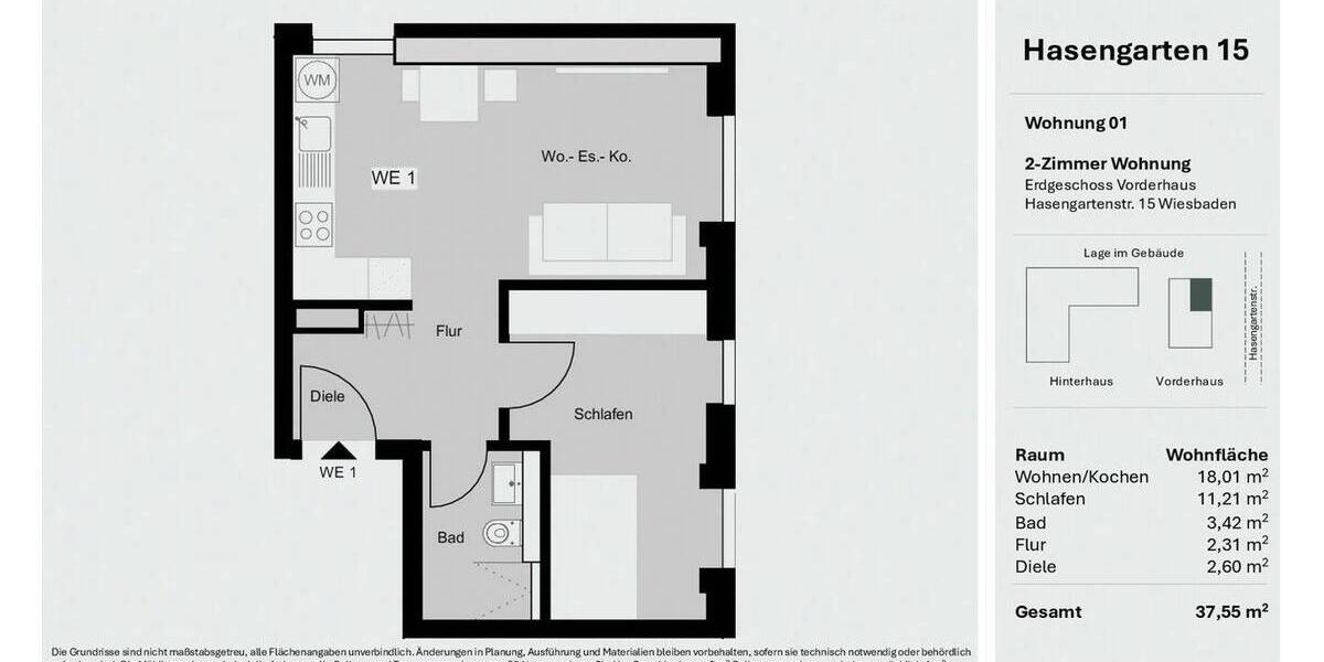 Etagenwohnung Wiesbaden / Wiesbaden Südost Wiesbaden - 2 Zimmer, 37 m&sup2;, 239.000&euro; | Angebot:25796833