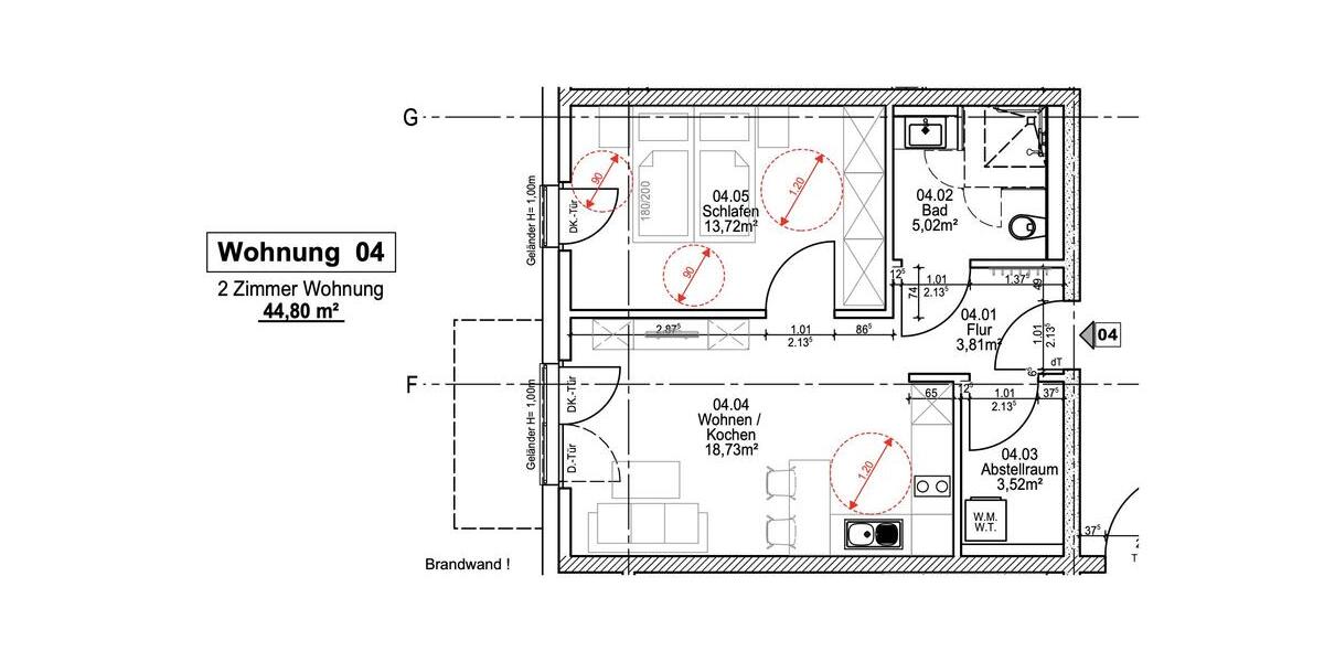 Erdgeschoßwohnung Wiesbaden Dotzheim - 2 Zimmer, 45 m&sup2;, 919&euro; | Angebot:26458618