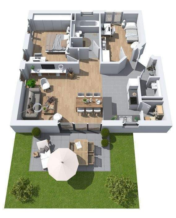 3 Zimmer-Wohnung mit eigenem Garten, Einbauküche und Tiefgaragenstellplatz