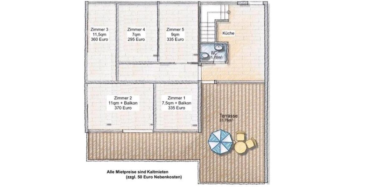 Etagenwohnung Mainz Lerchenberg - 1 Zimmer, 10 m&sup2;, 340&euro; | Angebot:24373853