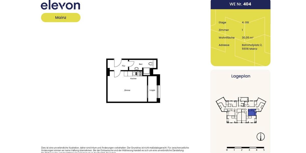 Etagenwohnung Mainz - 1 Zimmer, 30 m&sup2;, 670&euro; | Angebot:26560333