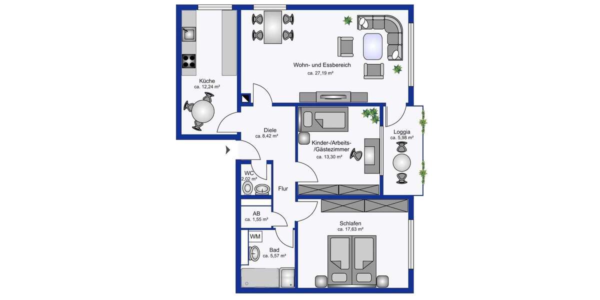Etagenwohnung Mainz Bretzenheim - 3 Zimmer, 90 m&sup2;, 249.000&euro; | Angebot:27365127