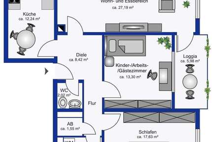 Wohnung Mainz Bretzenheim - 3 Zimmer, 90 m&sup2;, 249.000&euro; | Angebot:27365127