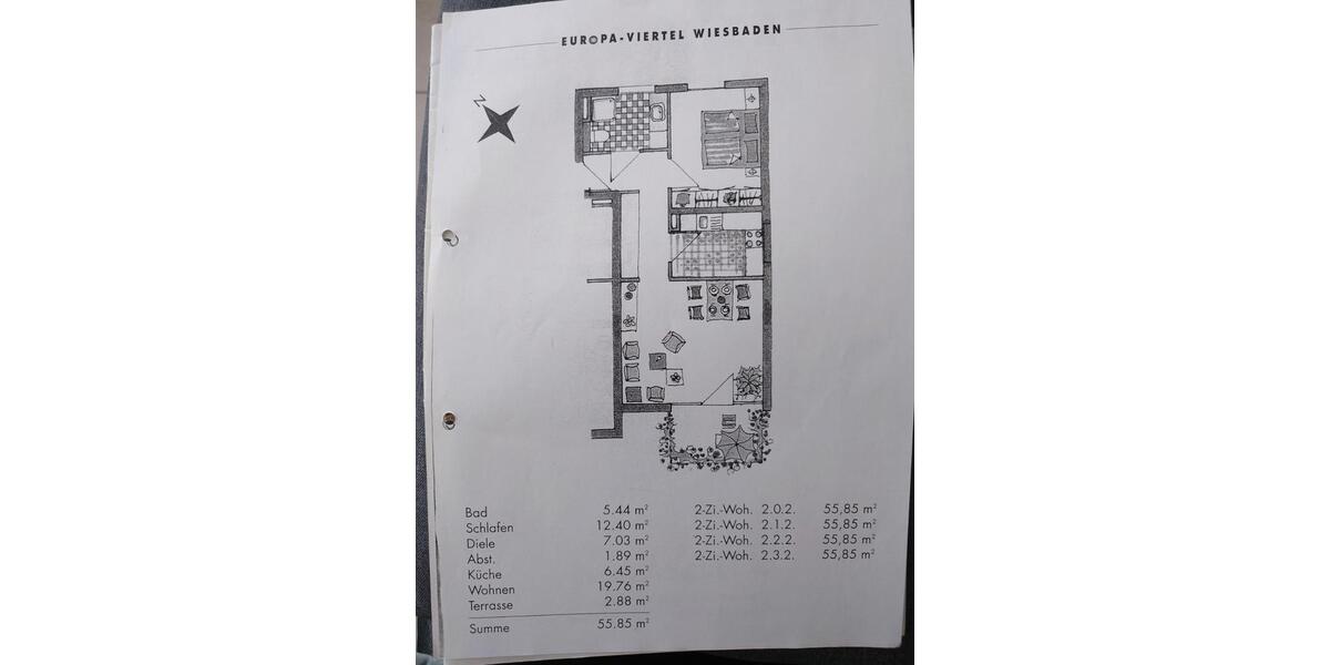 Erdgeschoßwohnung Wiesbaden Klarenthal - 2 Zimmer, 55 m&sup2;, 275.000&euro; | Angebot:26885816