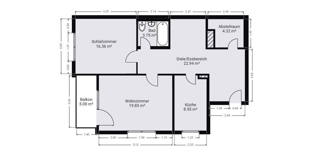 Hochparterre Wiesbaden Mainz-Amöneburg - 2.5 Zimmer, 77 m&sup2;, 260.000&euro; | Angebot:26690446