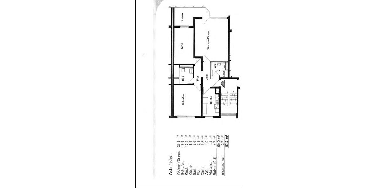 Etagenwohnung Mainz Ebersheim - 3 Zimmer, 87 m&sup2;, 359.000&euro; | Angebot:24651209