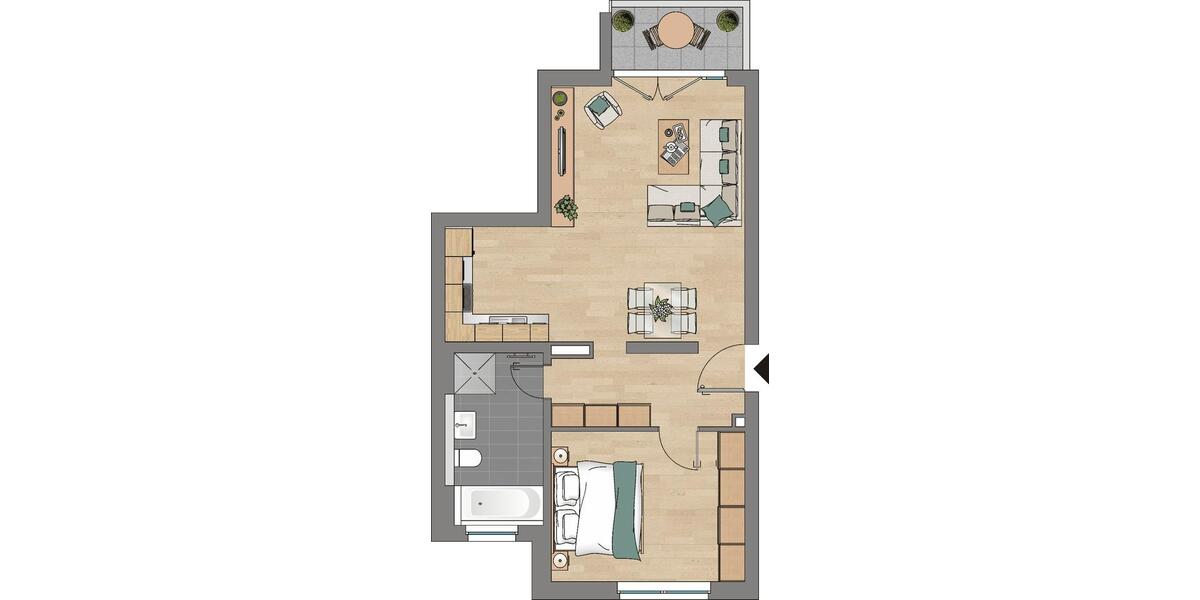 Etagenwohnung Mainz Oberstadt - 2 Zimmer, 51 m&sup2;, 1.050&euro; | Angebot:26302762