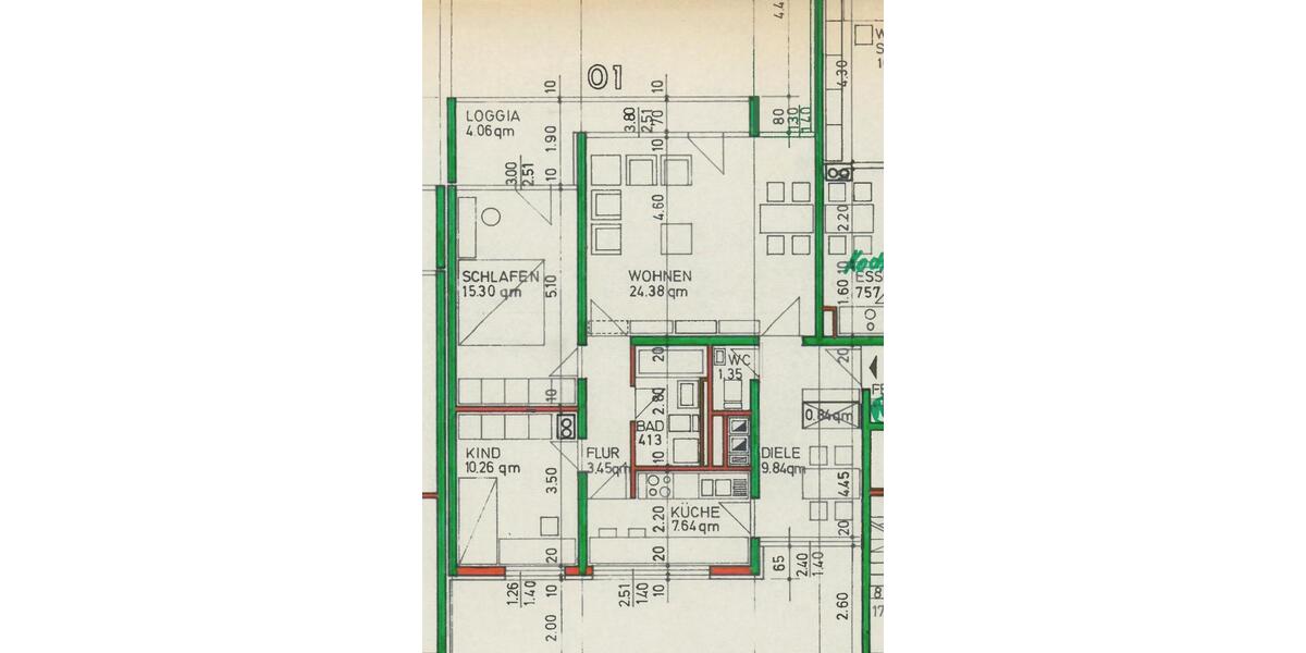 Etagenwohnung Wiesbaden Biebrich - 3.5 Zimmer, 83 m&sup2;, 210.000&euro; | Angebot:26932684