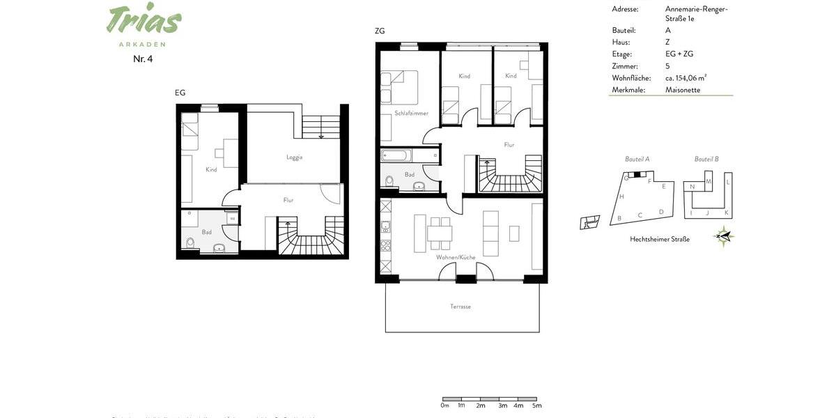 Maisonettenwohnung Mainz Laubenheim - 5 Zimmer, 154 m&sup2;, 1.985&euro; | Angebot:25144403