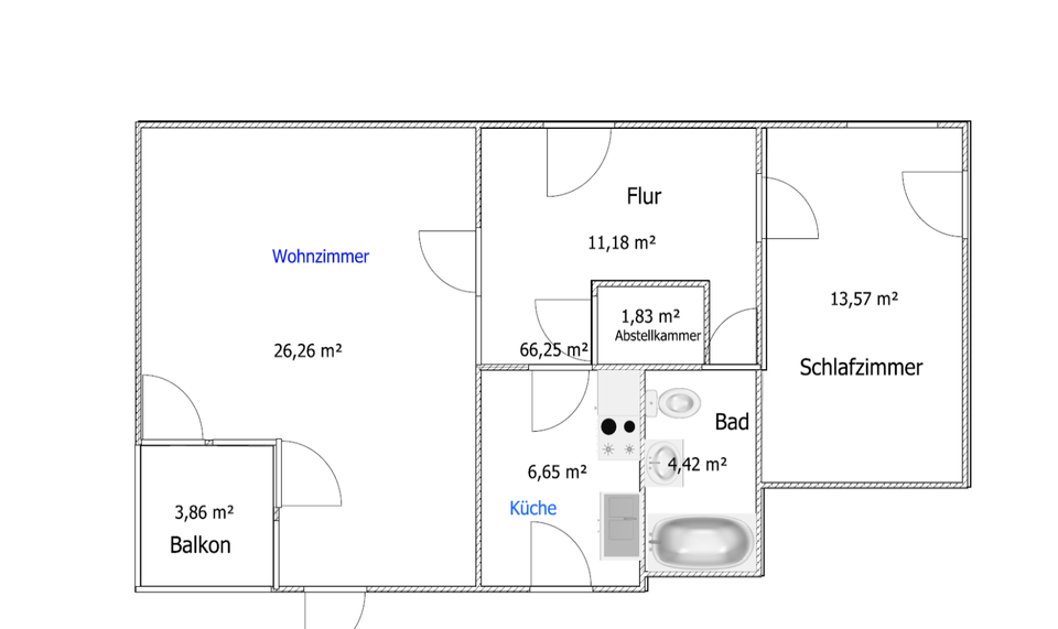 Etagenwohnung Mainz Ebersheim - 2 Zimmer, 66 m&sup2;, 250.000&euro; | Angebot:24074968