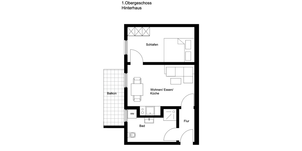 Dachgeschoßwohnung Wiesbaden Nordost - 2 Zimmer, 38 m&sup2;, 589&euro; | Angebot:25321780