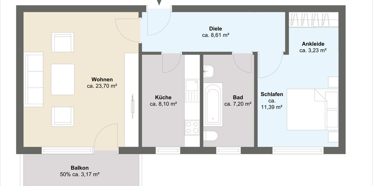 Etagenwohnung Taunusstein Bleidenstadt - 2 Zimmer, 65 m&sup2;, 285.000&euro; | Angebot:25690948