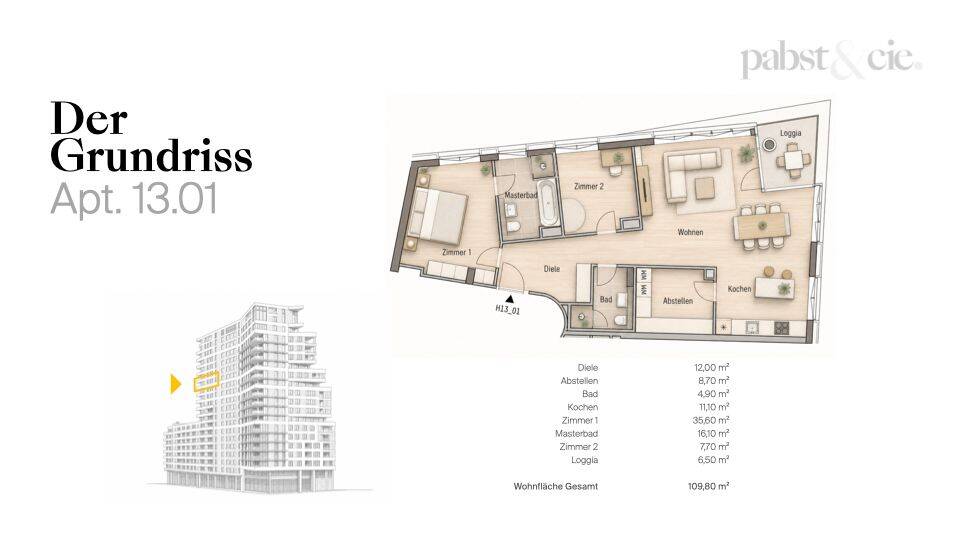 Etagenwohnung Frankfurt am Main Gallus - 3 Zimmer, 110 m&sup2;, 990.000&euro; | Angebot:26657798