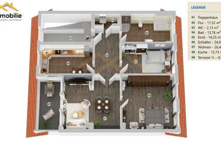 über den Dächern von Mariental - Wohnung mit Loggia 111 m2 3 Zimmer