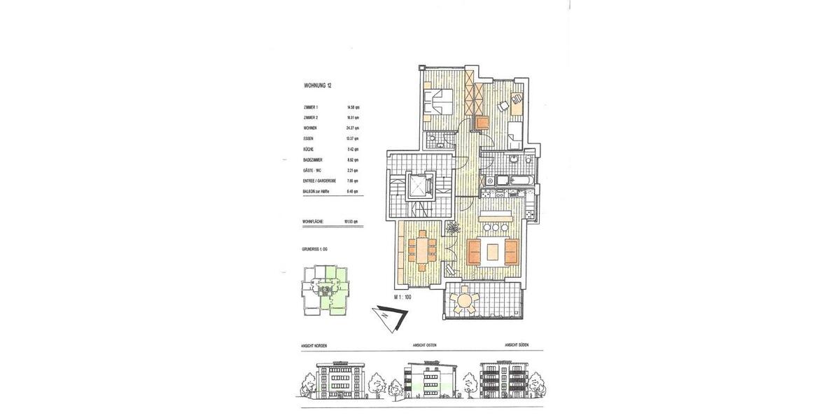 Etagenwohnung Wiesbaden Südost - 4 Zimmer, 101 m&sup2;, 579.000&euro; | Angebot:26885817