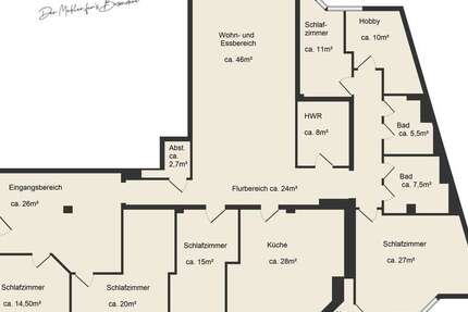 Wohnung Wiesbaden - 8 Zimmer, 250 m&sup2;, 3.400&euro; | Angebot:26913717