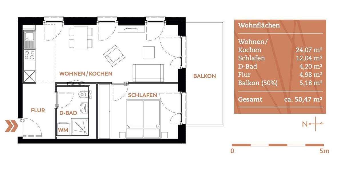 Etagenwohnung Frankfurt am Main Bockenheim - 2 Zimmer, 50 m&sup2;, 1.250&euro; | Angebot:24792900