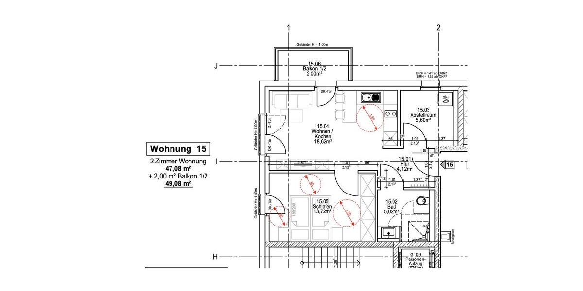 Etagenwohnung Wiesbaden Dotzheim - 2 Zimmer, 49 m&sup2;, 1.007&euro; | Angebot:26623577